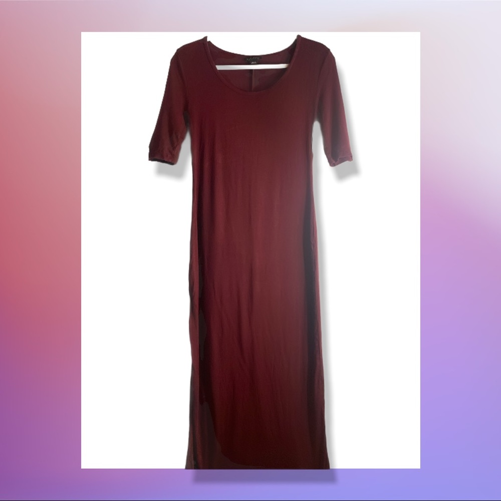 🍷BURGUNDY🍷 Metaphor Short Sleeve Midi Dress